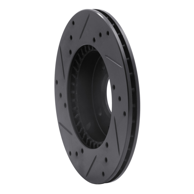 Nissan Sentra Brake Rotor (1) - Front Right - R1 Concepts - Drilled & Slotted - Black - `95-`00